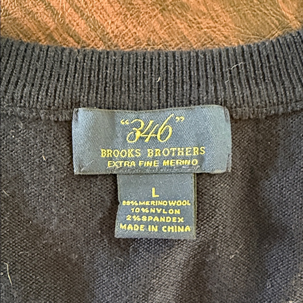 Brooks Brothers Black Merino Wool Blend Sweater